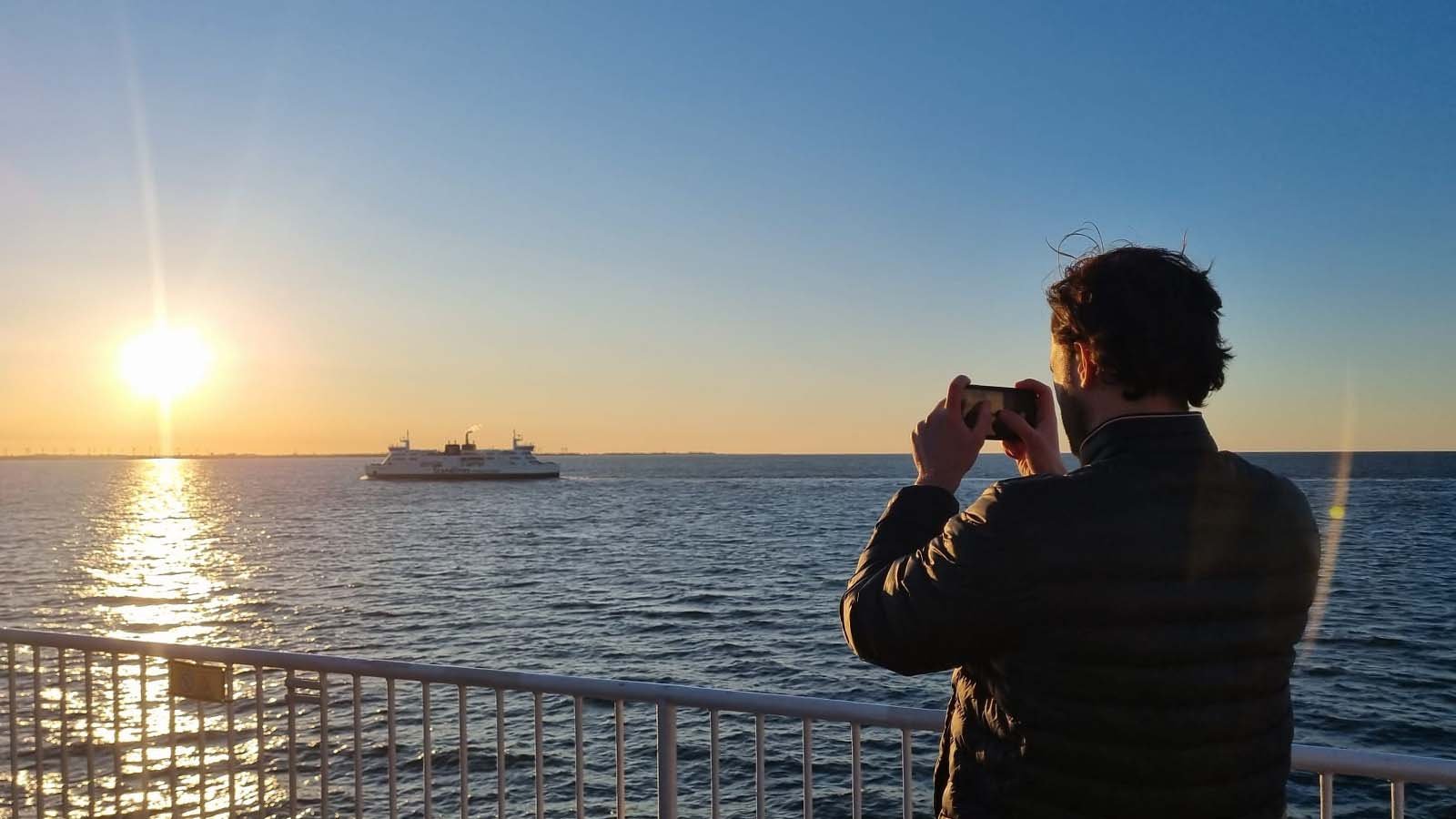 Bram photographing a ferry